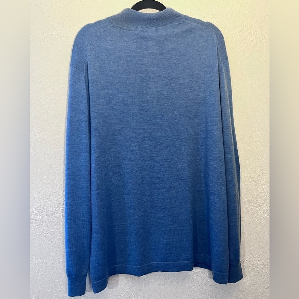 Jos A Bank Traveler  1/4 Zip Merino Wool Blue Pullover Sweater Men Size XXL - Picture 2 of 4